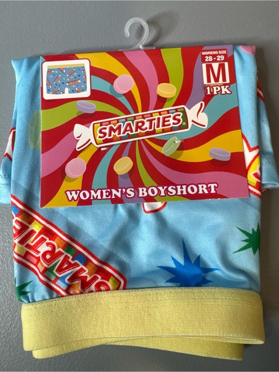Pants - Smarties packaged candy women’s boy shorts am MD graphic novelty Valentine’s Day